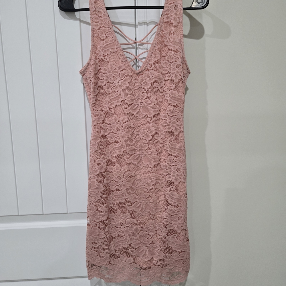 Guess Blush Lace Backless Dress